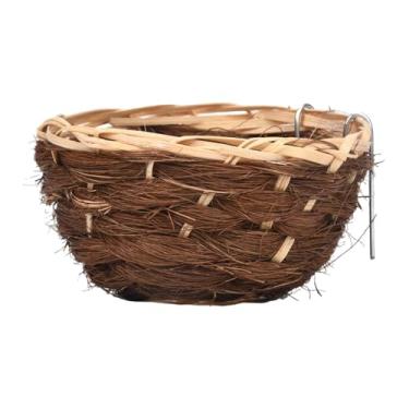 Imagem de Gralara de pássaro de bambu tecido à mão, cabana suspensa, fora da casa de pássaros, caverna de criação para gaiola de carriças, periquito,