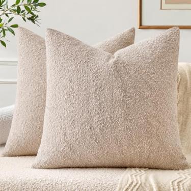 Imagem de EMEMA Pacote com 2, 50,8 x 50,8 cm, capas de almofada texturizadas com detalhe macio e aconchegante, fronhas decorativas de aveia para sofá, cadeira, quarto, sala de estar, decoração de casa