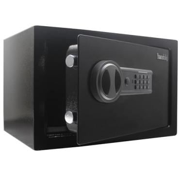 Imagem de Yuanshikj Cofre de segurança SAFESteel com teclado eletrônico e porta de entrada de energia de emergência, para dinheiro, joias, documentos, 35 cm L x 25 cm P x 25 cm A (preto, 2 metros cúbicos)