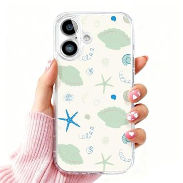 Imagem de DSJIFGEW Design de capa transparente padrão para iPhone 16 Plus | Antiamarelamento, parte traseira rígida, proteção contra quedas de nível militar, suporta carregamento sem fio