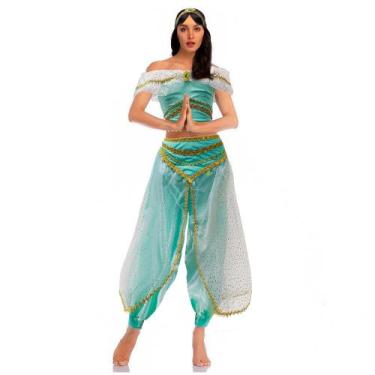 Imagem de Fantasia Princesa Jasmine Aladdin Adulto de Luxo Com Tiara - Fantasias