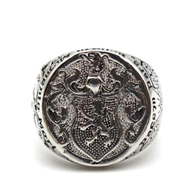 Imagem de Anel de leão para homens, anel de cabeça de leão viking nórdico, anel de signo de leão, anel de amuleto vintage de totem de leão, anel de caveira gótico maçônico, anel de triângulo pirâmide, presente de leão punk