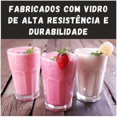 Imagem de Kit Copos De Vidro 350ml Resistentes 3 Unidades Água Suco Vitamina - D