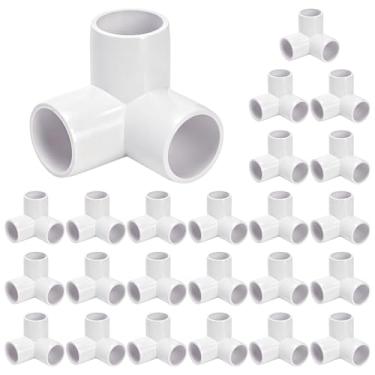 Imagem de Covzoe Pacote com 24 acessórios de tubo de PVC de 3 vias, 3/4 polegadas, saída lateral de cotovelo de grau de mobiliário de 90 graus, conectores de tubo acessórios de canto de PVC para estrutura e