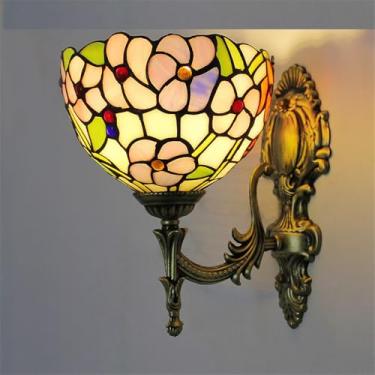 Imagem de Luminária de parede retrô americana LED de luxo europeia para sala de estar, quarto, escritório, casa de campo, hotel, restaurante, café, bar, corredor, com vidro colorido (Estilo 32)