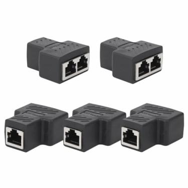 Imagem de Chiffonade 5 adaptadores RJ45 Ethernet divisor 1 a 2 - extensor de rede blindado de metal para conexão estável à Internet, design anti-interferência