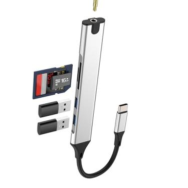 Imagem de Estação de ancoragem USB C (5 em 1) tipo C para conector de 3,5 mm OTG TF adaptador de leitor de cartão SD multiportas MacBook Splitter para iPad Pro Air Laptop Dongle conversor de dados para Apple