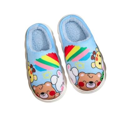 Imagem de Pantufas de animais para meninas e meninos, quentes, macios, antiderrapantes para crianças pequenas, Azul, 12-12.5 Little Kid