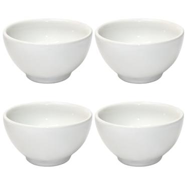Imagem de Conjunto Com 4 Tigelas de Porcelana Branca 500ml Cumbuca Bowl Para Sopas Caldos Feijoada Sobremesas Petiscos