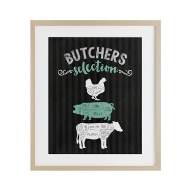 Imagem de Stupell Industries Butchers Selection Impressão emoldurada em preto e verde branco sob vidro, design por Lettered and Lined, 40,6 x 33,5 cm