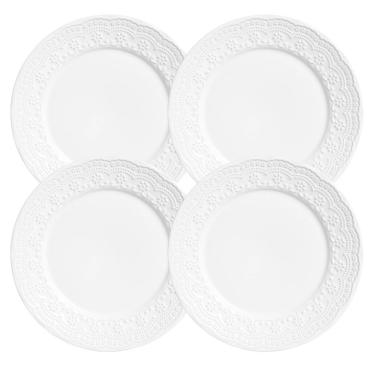 Imagem de Jogo Pratos Fundo Madeleine 22Cm 4 Pçs Branco Porto Brasil
