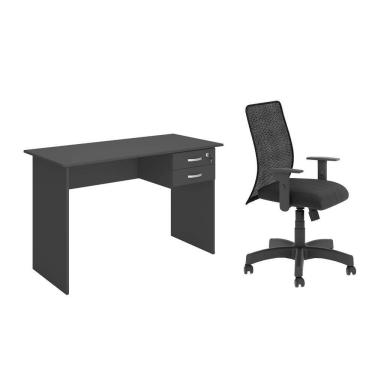 Imagem de Jogo Mesa Com Gaveteiro E Cadeira Inclinável Preto Onix