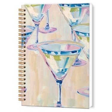 Imagem de TWRVI Caderno espiral azul moderno de martini, diário de presentes para amantes de martini, para barman, presentes para amantes de coquetéis, cadernos de diário 14 x 21 cm, 164 páginas