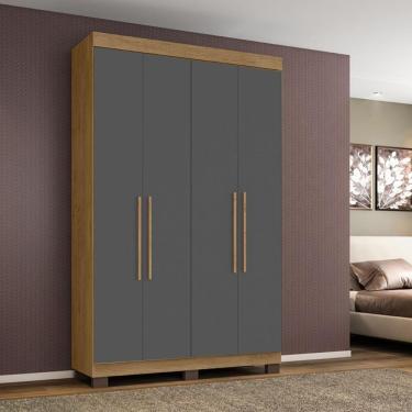 Imagem de Guarda-roupa Bélgica 4 Portas 2 Gavetas Amêndoa Grafite