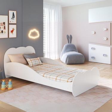 Imagem de Cama De Solteiro 100% Mdf Com Colchão Incluso Multimóveis Mp4352 Branco