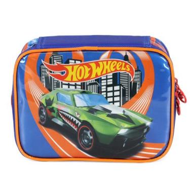 Imagem de Estojo Box Hot Wheels Carros Infantil Juvenil Escola Azul - Luxcel