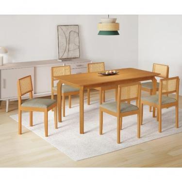 Imagem de Mesa Alegra 6 Cadeiras Jade 1,80 Linho Cinza Jcm - Cinamomo