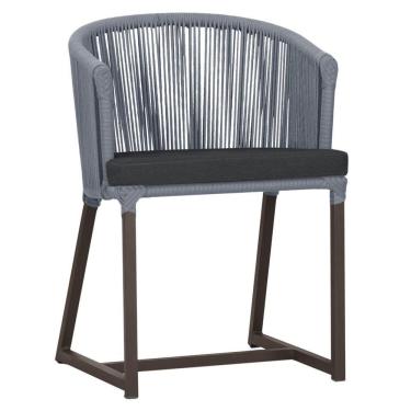 Imagem de Cadeira De Jantar Noronha Alumínio Marrom E11 Trama  Prata