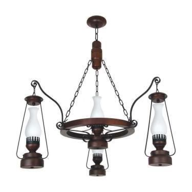 Imagem de Lustre Lampião Envelhecido 4 Lâmpadas 884E