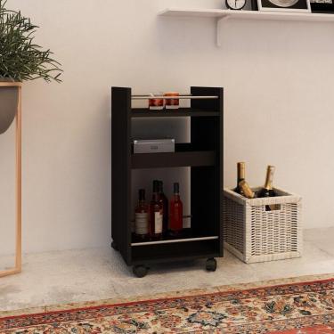 Imagem de Adega Bar Com Rodízios Multimóveis Cr50034 Preta Preto