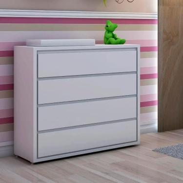 Imagem de Cômoda Infantil 4 Gavetas Moderna Coleção Sol E Mar Branco