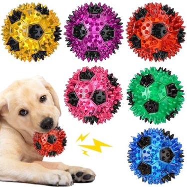 Imagem de Gemscream 6 peças de brinquedo de futebol de 4,5 polegadas para cães médios e grandes, brinquedos de mastigar de borracha resistente para mastigadores agressivos, brinquedos de buscar bolas