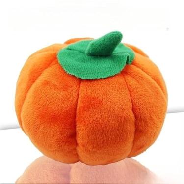 Imagem de Brinquedo de Pelúcia com Corda e Som para Cães e Gatos – Mordida Resistente, Material Macio e Seguro, Ideal para Treino, Diversão e Alívio do Estresse (Abóbora)