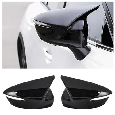 Imagem de MUXEE 2 peças novas tampas de capa de espelho traseiro esportivo para Mazda CX5 CX-5 2015 2016/CX3 CX-3 2016-2021 ABS tampa de espelho lateral de porta lateral acessórios de carro - preto brilhante.