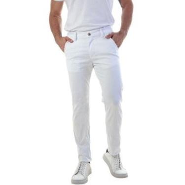 Imagem de Calça Masculina Ixória Alfaiataria Sarja Elastano Branca-Masculino