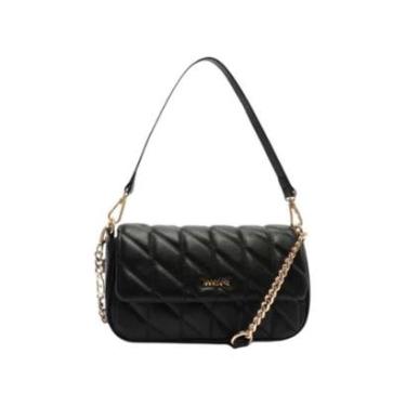 Imagem de Bolsa Feminina Anacapri Metalasse Triangular Alça Dupla Pequena Preto-Feminino