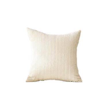 Imagem de Almofada quadrada de veludo cotelê de cor sólida, luz nórdica, luxo, hotel, cor lisa, listrada, capa de almofada