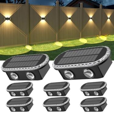 Imagem de Ellasay Luzes solares para cercas externas: Iluminação de parede LED brilhante à prova d'água IP65 com 3 modos de cores e vida útil da bateria de 12 horas, perfeita para varanda de jardim e festas de
