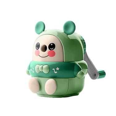 Imagem de GZBABY Apontador de lápis manual, manivela com espessura de ponta ajustável, formato de urso sorridente fofo (verde)
