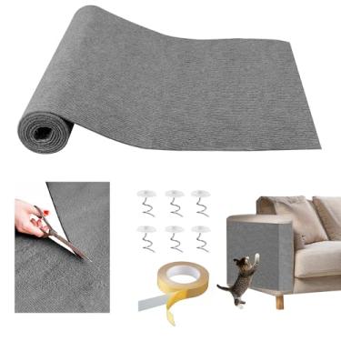 Imagem de Protetor de sofá e arranhador de gato de 192 x 30 cm para sofá - almofada de arranhões, poste para arranhões para gatos, protetor de móveis de garras (cinza claro)