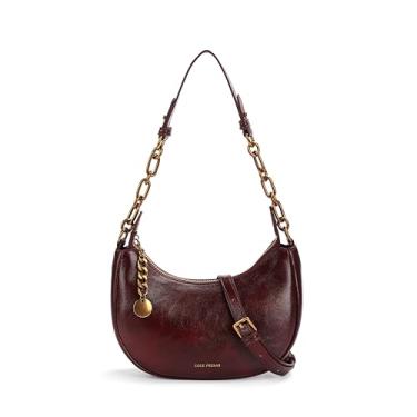 Imagem de Bolsa crescente de design de nicho leve e luxuosa, bolsa transversal de ombro versátil feminina, bolsa de axila com corrente, carteira feminina, Borgonha, Small, Bolsa quadrada pequena transversal