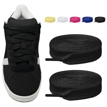 Imagem de LUMIMITUAN Cadarços gordos para Adidas Campus 00s, 16 mm, grossos, planos e largos, atacadores de substituição para tênis, Preto, 160cm/63inch