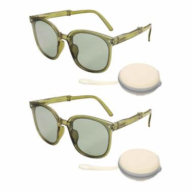 Imagem de HARFINGTON 2 conjuntos de óculos de sol para mulheres e homens, óculos de sol modernos dobráveis em policarbonato com caixa simples de proteção solar para dirigir, fazer compras e tirar fotos