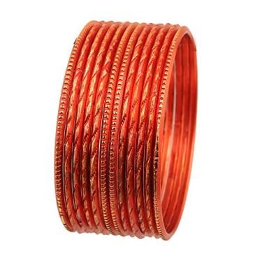 Imagem de Touchstone "Colorida coleção de braceletes de dezenas de cores excelente corte a laser texturizado fino esmalte dourado slim indiano bollywood designer joias braceletes de metal para mulheres. Conjunto com 12.