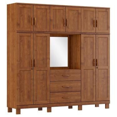 Imagem de Guarda Roupa 10p 3g Capela Espelho 225 Cm 1288 Castanho Milani Store Castanho