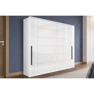 Imagem de Guarda Roupa Casal 2 Portas De Correr E 2 Gavetas Lisboa Branco - Politorno