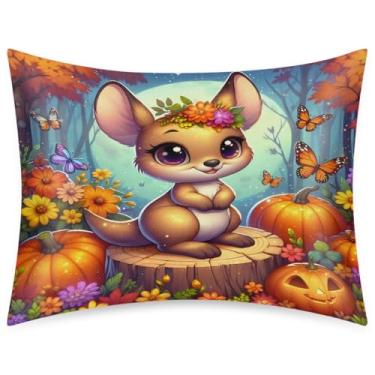 Imagem de Fronha de almofada de cetim de seda de tamanho padrão para cabelo e pele, macia, antiderrapante, refrescante, canguru, abóbora, com fecho de envelope para dormir, mulheres, homens, crianças, 50 x 66