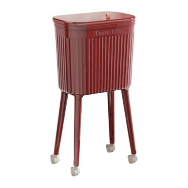 Imagem de Fxzqgnh Lixeira de Cozinha com Rodas, Lata de Lixo, Recipiente Minimalista Multiuso para Uso Doméstico, Lixeira para Escritório, Entrada, Sala de Jantar, vermelho