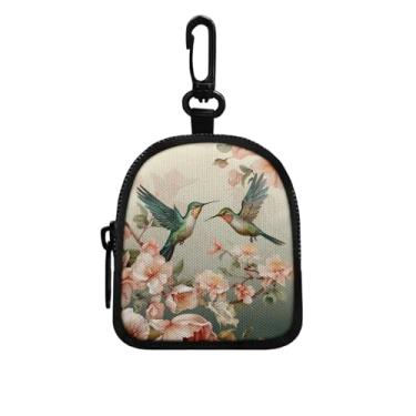 Imagem de Mini porta-moedas portátil para chaves, moedas, fone de ouvido, batom, porta-cartões, organizador de cabos de dados, Beija-flor floral, P