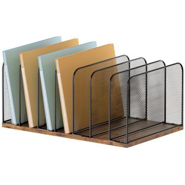 Imagem de Piskyet Organizador de arquivos vertical, suporte vertical de pasta de arquivos de 7 seções, organizador de Chromebook de papel de correio de metal para professores, escritório, sala de aula