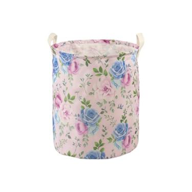 Imagem de Cesto Organizador Floral Dobrável, Multiuso para Roupa Suja, Design com Rosas e Flores, Capacidade 55L, Decorativo com Estampa (Modelo 4)