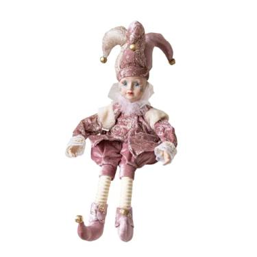 Imagem de oshhni Boneca de Natal Decorativa, Figura de Natal, Decoração para Casa, Enfeite de Mesa com Cabeça Balançante à Corda para as Festas, Prateleira ou Lareira, Rosa
