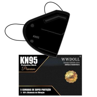 Imagem de 01 Unidade de Máscara Kn95 Premium WWDoll Cirúrgica Descartável Preto 
