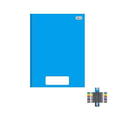 Imagem de Kit Caderno Brochura Tilibra Azul 80 Folhas + Caneta Esferográfica Spiro 0.7mm + Marcador Artístico Brush Dual Tip 10 Cores