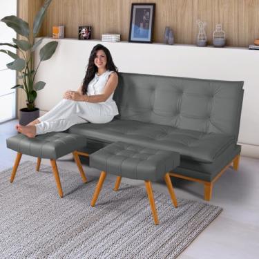 Imagem de Sofá Cama Reclinável Casal 3 Lugares em Corino Premium + 2 Banquetas – Conforto, Estilo e Funcionalidade em um Só Produto!