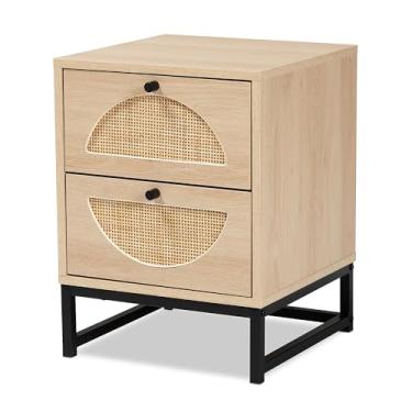 Imagem de Baxton Studio Mesa de cabeceira Ardon Bohemian Brown Finish Wood and Black 1-Drawer